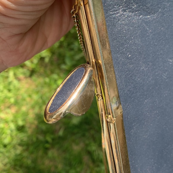 Vintage navy blue leather clutch ETRA - Picture 11 of 16